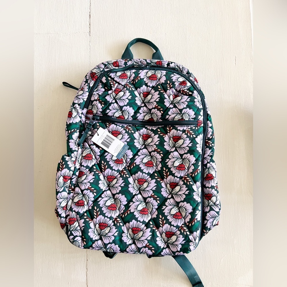 NWT Vera Bradley Lotus Lay Flat Travel Backpack Coastal Bold Floral
